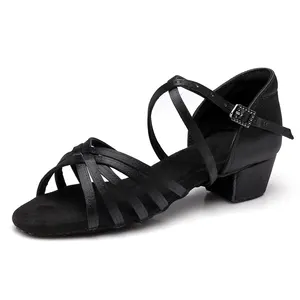 Real Seda Crianças Sapatos De Dança Latina Soft Sole Senhoras Crianças Salsa Ballroom Dance Shoes Atacado