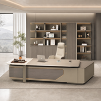 Bureau de direction en L de luxe léger avec armoire latérale pour bureau de PDG et projets commerciaux