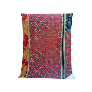 Indian Handmade Vintage Stitched Sari <b>Silk</b> Kantha Quilt Bedspread Bed <b>Sheet</b> Queen Size 500TC Eco-friendly Home Hot Selling Most - Product Image 5