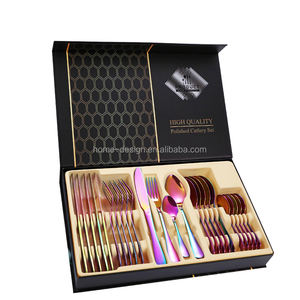 <span class=keywords><strong>Vendita</strong></span> Diretta dalla Fabbrica Set di Posate Classiche <span class=keywords><strong>in</strong></span> Acciaio Inox 18/0 da 24 Pezzi Oro Nero Arcobaleno Cucchiai Forchette Coltelli Sostenibili - Product Image 2