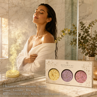 Tabletas Efervescentes Artesanales para Ducha, 3 Unidades Cada Una, con Limón, Lavanda y Rosa, Flores Secas Botánicas, Relajantes, Aromáticas e Hidratantes, Set de Regalo