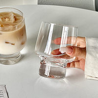 Verre à pied en verre transparent à pied court pour café glacé, jus, thé au lait, whisky, desserts, usage domestique, café, bar, vaisselle de table