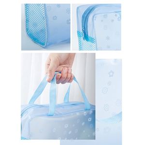 Bolsa de cosméticos de PVC Bolsas de viaje cosméticas de PVC para artículos de tocador Juegos de 3 Organizador de maquillaje Neceser transparente Embalaje transparente OEM - Product Image 3
