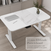Bureau de jeu électrique AOR avec plateau motif bois blanc, support casque, porte-gobelet et gestion des câbles – Meilleure vente
