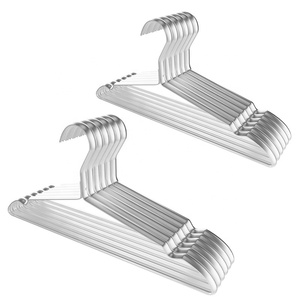 Cintres en aluminium larges argentés personnalisables à forte charge Rainure peu encombrante Livraison à temps Marché de gros Cintres en métal Vêtements - Product Image 1