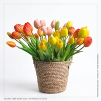 Bouquet de tulipes artificielles au toucher doux, fleurs artificielles en latex PE et silicone, 5 têtes, arrangement floral décoratif pour la maison