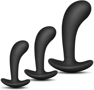 Plugue anal de silicone para mulheres e homens, conjunto de 3 peças de tamanho diferente, brinquedo erótico confortável e vestível - Product Image 1
