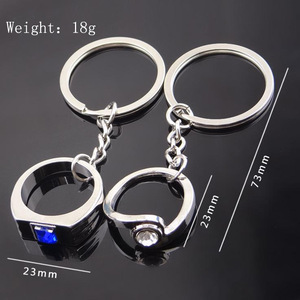 HR <b>Couple</b> Diamond <b>Ring</b> Shape Zinc Alloy Keychain-Luxury Fashion Gift for Both Men and Women Valentine's Day - Product Image 6