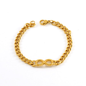 ZOGXIN Cuban Chain Bracelet Gold Plated Stainless Steel Anchor Infinity Hamsa Unisex Jewelry Gift - Product Image 4