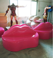 Fauteuil Lounge Lèvres Rouges Moderne en Fibre de Verre, Siège Artistique, Mobilier d'Extérieur, Chaise d'Attente