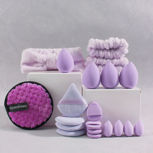 Set de 17/20 Esponjas de Maquillaje de <span class=keywords><strong>Terciopelo</strong></span>, Borla Triangular para Polvo, Esponja Cosmética en Forma de Gota, Herramienta Mezcladora, Huevo de Belleza para Maquillaje Diario de Mujer - Product Image 4