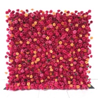 Mur de fleurs artificielles en tissu 5D personnalisé pour décoration de mariage, toile de fond en soie rouge avec roses artificielles – Vente chaude