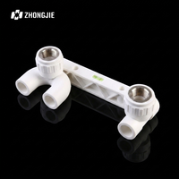 Sambungan Pipa PPR Double Female Thread Elbow 20mm 25mm 1/2 Inch BSP PN25 Kuningan dengan Waterpas, Bracket Mixer Shower, U Bend, Pemasangan di Dinding