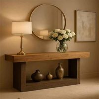 Console d'entrée convertible en bois massif Wabi-Sabi, table de couloir moderne minimaliste de luxe léger, meuble d'appoint mural