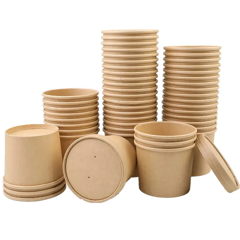 Milieubescherming Wegwerp Bamboe Biodegradable Bowls Koffie Papier Cup Pla Coating Papier Soep Kommen Cup