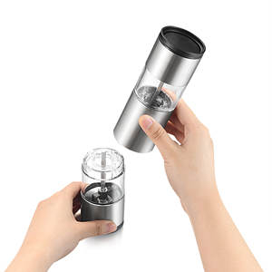 Moulin à poivre à double tête 2 en 1, moulin à sel et à poivre manuel, forme cylindrique portable pour les voyages et la cuisine - Product Image 3