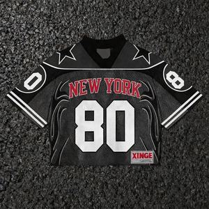 Maillot de football tendance streetwear personnalisé 2026 – Design brodé, logo, maille, coupe courte, style rétro, maillot de football américain pour homme - Product Image 1