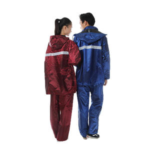 Conjunto de impermeable y pantalones de lluvia de doble capa con malla jacquard, ropa de trabajo impermeable para acampar, ropa de lluvia protectora para adultos - Product Image 1