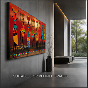 Cuadro de Cristal con Arte Africano, Impresión de Escena Colorida de Mujeres Bailando, <span class=keywords><strong>para</strong></span> Decoración de Interiores de Sala de Estar u Hotel - Product Image 5