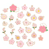 Breloques Fleurs Roses Mignonnes pour la Fabrication de Bijoux, Pendentifs Émaillés Sakura, Marguerite, Rose pour Bracelets, Colliers, Porte-clés DIY et Artisanat