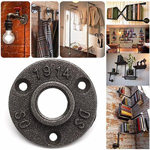 Brida de Piso para Tubería de Hierro Fundido de 1/2, Superficie Arenada Gris y Negra, Roscas BSPP/BSPT/NPT para <span class=keywords><strong>Muebles</strong></span> Industriales <span class=keywords><strong>Retro</strong></span> Steampunk - Product Image 3