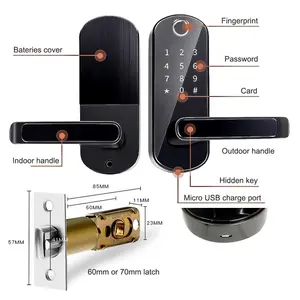Cerradura de puerta de madera americana inteligente ttlock código de huella digital de seguridad NFC pestillo electrónico ttlock cerraduras de puerta inteligentes