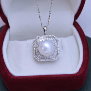 Freshwater 11-12mm White Round Pearl Pendant <b>Necklace</b> Strong Light Delicate with S925 <b>Silver</b> <b>Leaf</b> Style Fine Pendant <b>Necklace</b> - Product Image 4