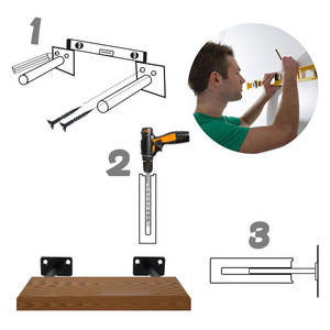 <span class=keywords><strong>Support</strong></span> mural flottant fixe noir à deux trous pour panneau dissimulé, 12 cm, rond, peint par pulvérisation - Product Image 3