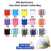 Gobelet isotherme de voyage en acier inoxydable 14 oz ZP en stock, tasse à café isolée pour le camping avec poignée