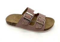 Meilleures ventes Été Tendances de la mode Classique OEM Logo personnalisé Conception PVC Semelle d'injection Daim Liège Femmes Sandales Chaussures plates
