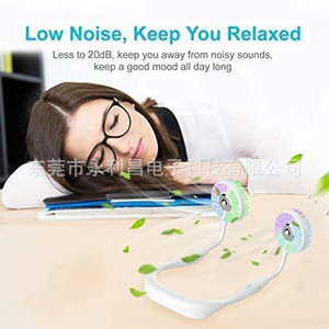 <b>Neck</b> Fan With USB Rechargeable LED <b>Lights</b> Mini Silent Foldable Portable Wearable Fan For Sports Outdoor Use - Product Image 2
