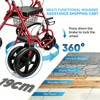 Déambulateur léger pliable en une seconde de qualité médicale pour personnes âgées avec siège et chariot de courses