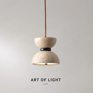 Travertine Pendant <b>Lamp</b> Round <b>LED</b> Single-Head Hotel Guesthouse <b>Lighting</b> - Product Image 1