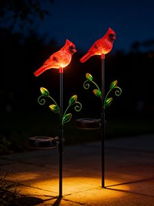 Luci Solari Cardinal per Esterni, Decorazione da Giardino a Forma <span class=keywords><strong>di</strong></span> Uccello Rosso, per Patio e Prato - Product Image 3