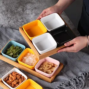 Petite assiette carrée en céramique pour sauces, plat à sushi, assiette à <span class=keywords><strong>moutarde</strong></span>, plat à sauce soja, plateau à <span class=keywords><strong>poivre</strong></span> motif fleur de cerisier - Product Image 3