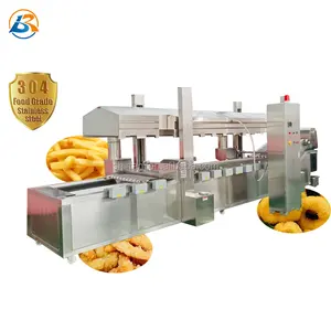 Automatic Frying Machine Conveyor Belt Deep Fryer Chicken Nugget Continuous Belt Fryer With Circulating Oil Pump
