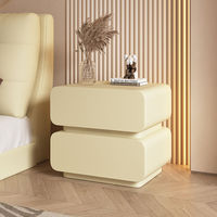 Prix de gros pour la chambre à coucher, mobilier de luxe italien moderne et simple, meuble en cuir blanc, table de chevet en bois
