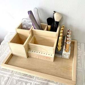 Organisateur de perceuse à ongles en bois de style japonais, boîte de rangement pour tampons de coton de bureau, boîte de rangement pour embouts de perceuse, porte-stylo - Product Image 1