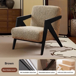 Fauteuil d'appoint italien en velours bouclé, style Japandi, pour salon, ensemble de canapés modulaires, mobilier de maison - Product Image 6