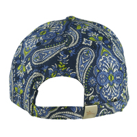 Casquette de baseball personnalisée à 6 panneaux avec imprimé cachemire central, fabrication en gros, chapeaux sur mesure, visière incurvée réglable, vente en gros