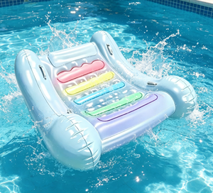 Silla Flotante Inflable Colorida Arcoíris, Tumbona Ligera para Piscina, Sofá de Agua Plegable para Usar en la <span class=keywords><strong>Playa</strong></span> o el <span class=keywords><strong>Lago</strong></span> - Product Image 3