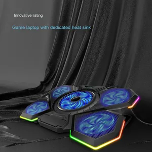 2025 New máy tính xách tay Cooler RGB làm mát cơ sở máy tính xách tay đứng nhự<span class=keywords><strong>a</strong></span> máy tính xách tay làm mát Pad fan với điều khiển tốc độ cho 14 "-17" inch máy tính xách tay - Product Image 4