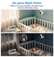 Moniteur bébé 7 pouces, moniteur bébé 2,4 GHz avec signaux vitaux par radar, écran HD et caméra intégrée, vision nocturne et détection des pleurs