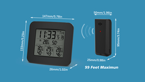 Thermomètre intérieur/extérieur numérique radiocommandé avec affichage de l'heure Trois capteurs pour utilisation en entrepôt domestique Fabriqué en plastique durable - Product Image 6