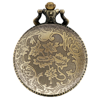 Montre de poche à quartz en chaîne de style steampunk vintage en bronze pleine chasseur, cadeau en métal ACDC Hells Bell