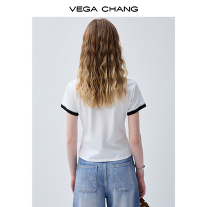 Camiseta de Manga Corta VEGA CHANG Blanca y Negra para <span class=keywords><strong>Mujer</strong></span>, con Estampado de Autocaravana, Cuello Redondo, Corte Ajustado, Informal, de Algodón - Product Image 6