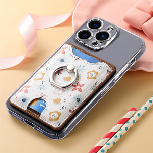 Tarjetero Adhesivo de Cuero PU Duradero para Teléfono, Cartera con Múltiples Ranuras, Monedero, Anillo Soporte para iPhone, <span class=keywords><strong>Samsung</strong></span>, Google Pixel, RedMI - Product Image 6