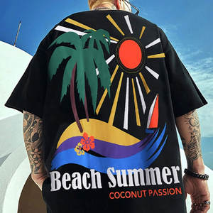 T-shirt unisexe à col montant pour homme, coupe ample, 100 % coton, respirant, écologique, style hip-hop, modèle 2024 - Product Image 5