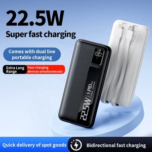 OEM/<span class=keywords><strong>DOM</strong></span> Nouveau produit, batterie externe 10000mAh avec écran LED, charge rapide PD 22.5W, câble intégré à 2 fils, ultra-mince - Product Image 6