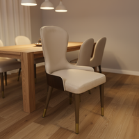 Ensemble de salle à manger convertible classique et contemporain, table et chaises en bois haut de gamme, blanc champagne, mobilier moderne et simple